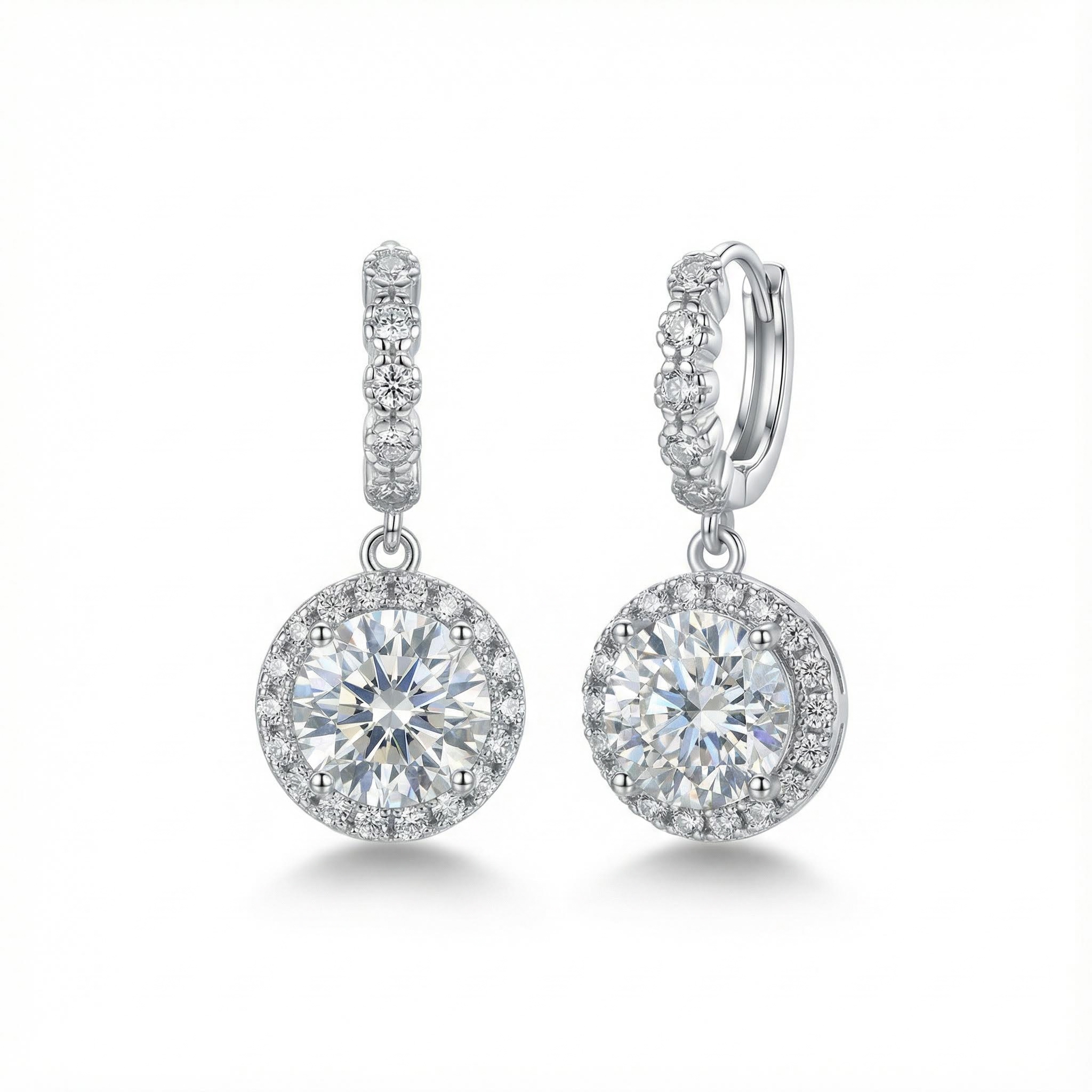 1ct/2ct/3ct Round Cut Vvs Moissanite S925 Silver Drop Earrings Iced Out - Image 5