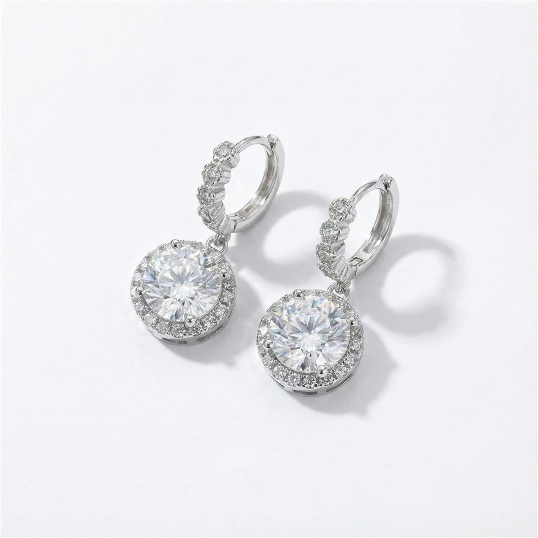 1ct/2ct/3ct Round Cut Vvs Moissanite S925 Silver Drop Earrings Iced Out - Image 6