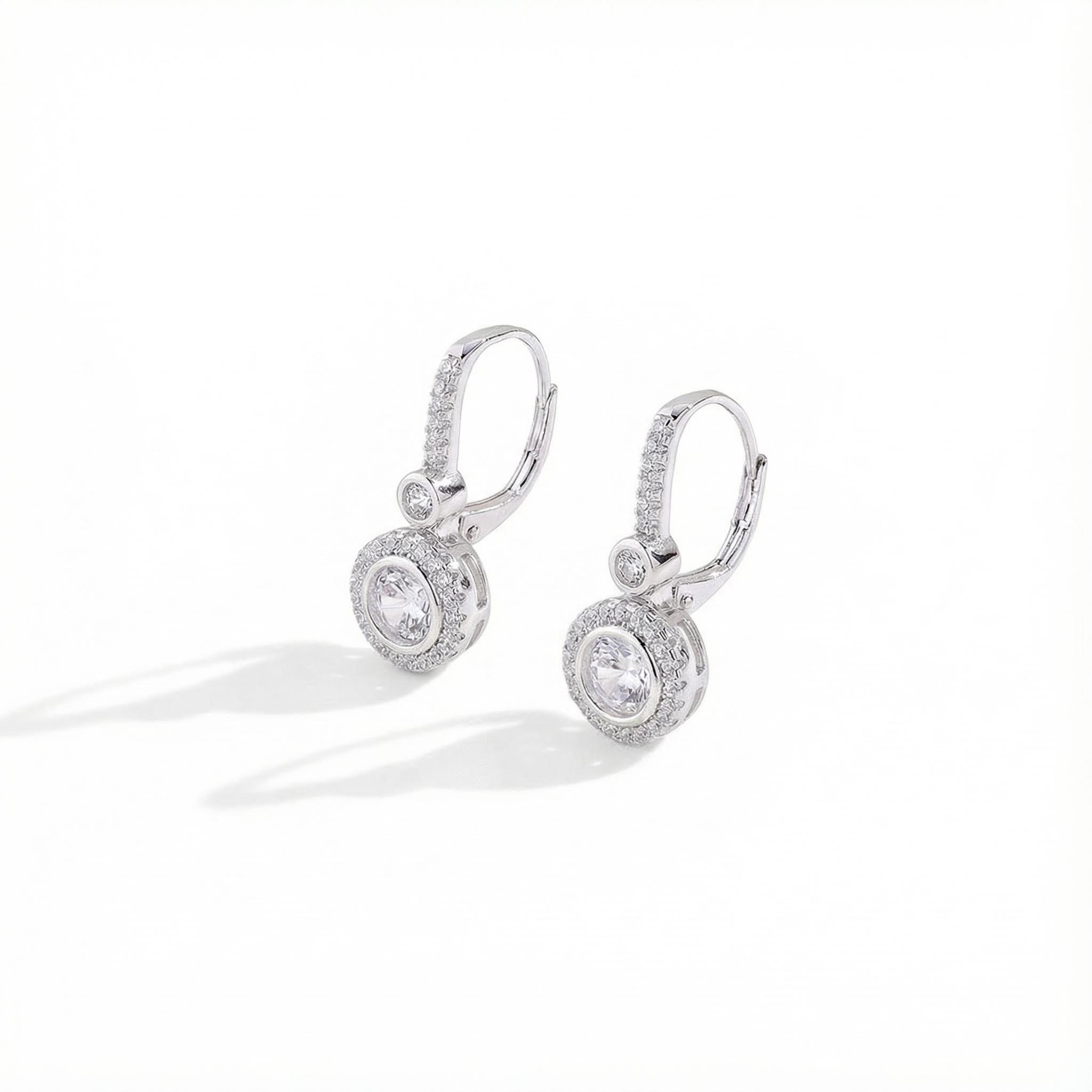 S925 Silver Round Diamond Halo Hoop Earrings With Iced Out Shine - Image 3