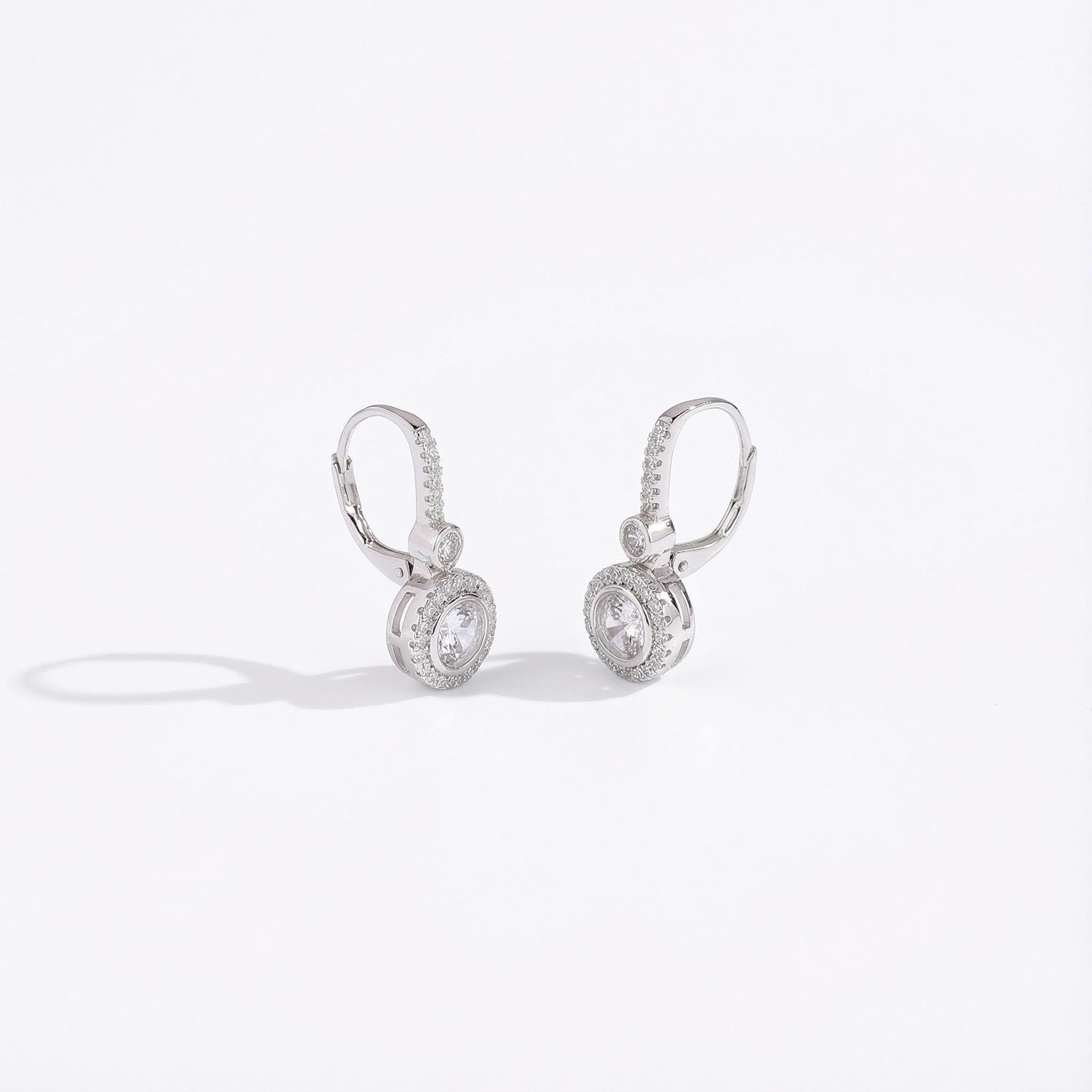 S925 Silver Round Diamond Halo Hoop Earrings With Iced Out Shine - Image 4