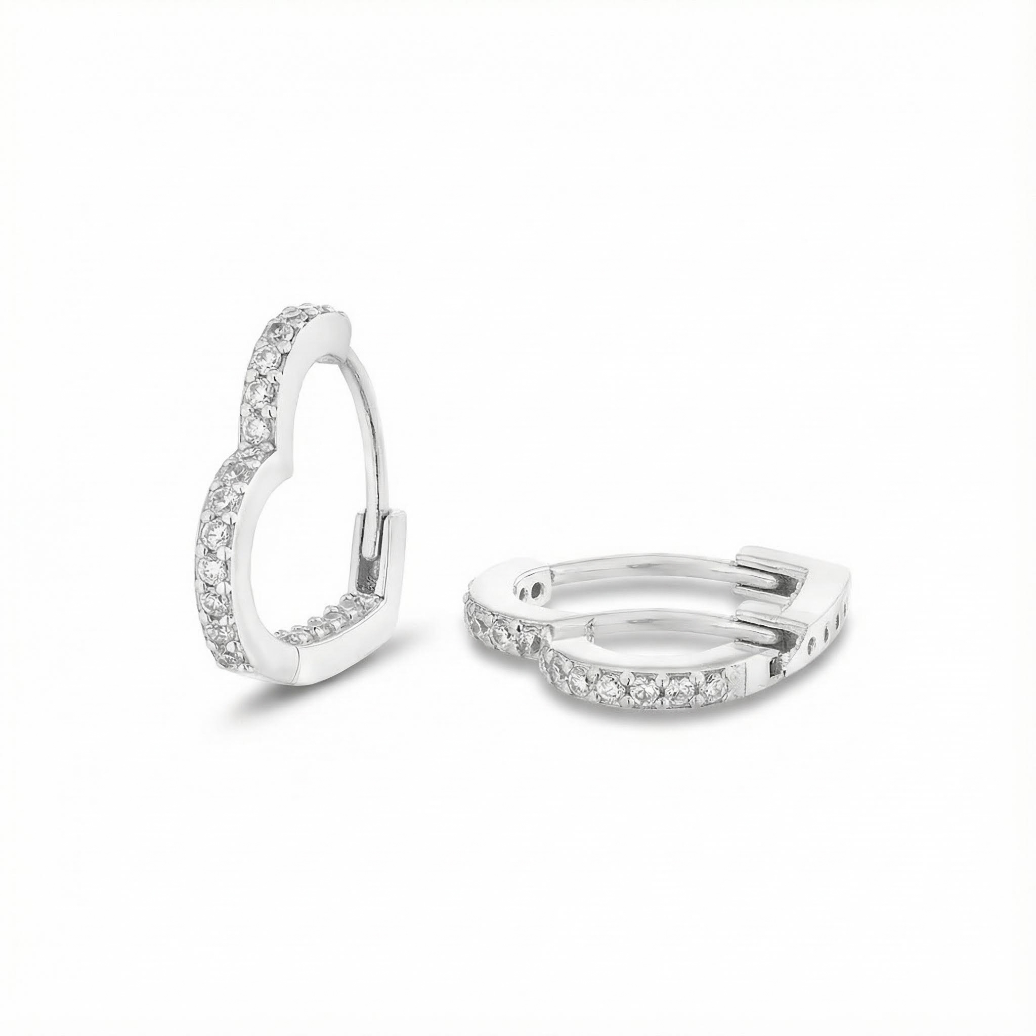 S925 Silver Heart Shaped Twinkling Diamond Hoop Earrings Moissanite - Image 3