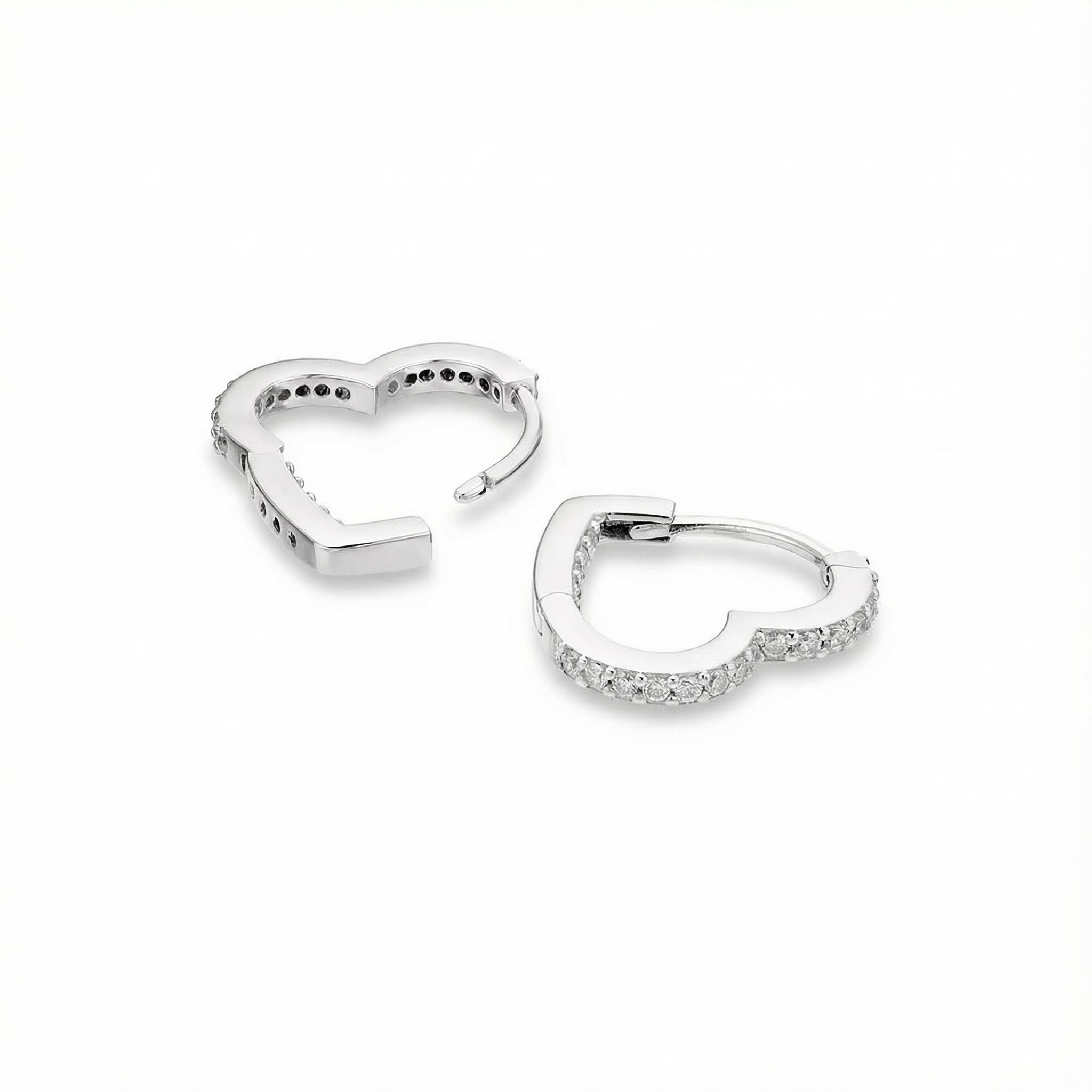 S925 Silver Heart Shaped Twinkling Diamond Hoop Earrings Moissanite - Image 4