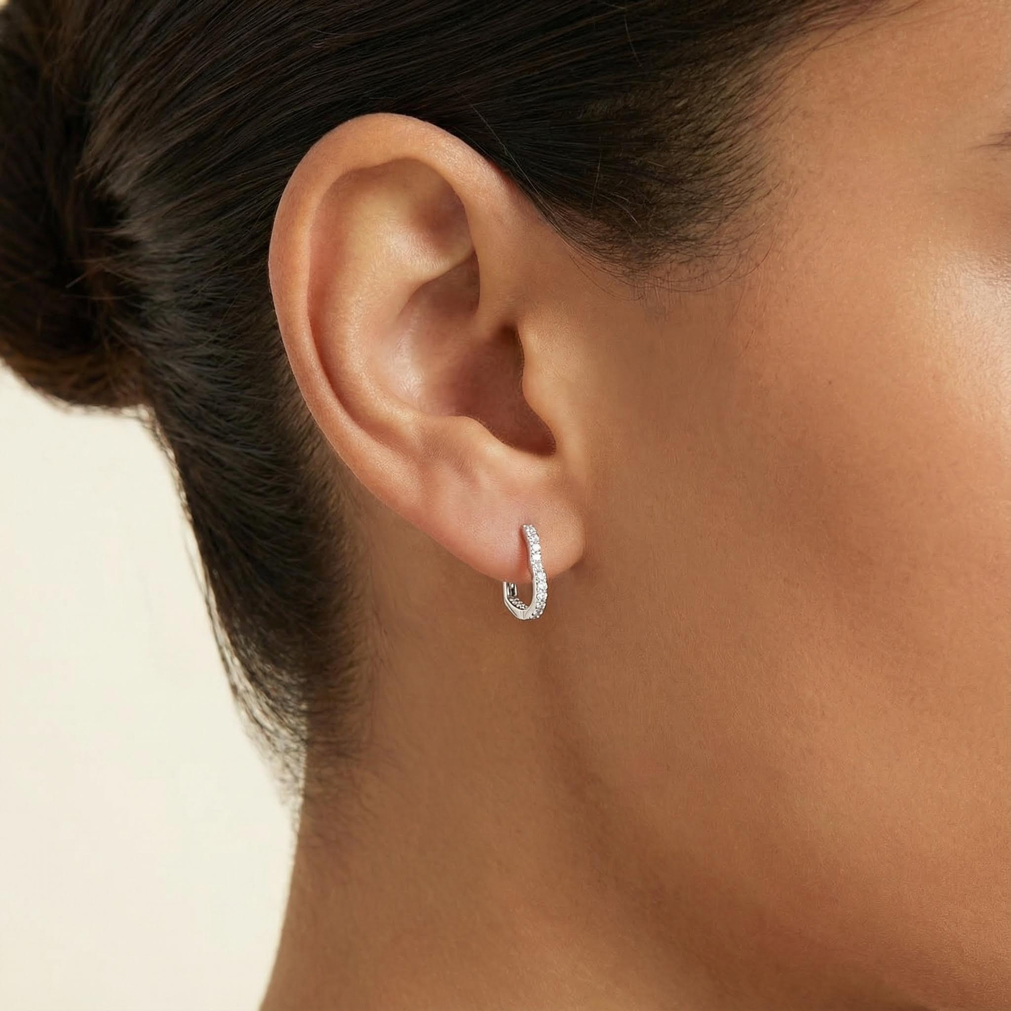 S925 Silver Heart Shaped Twinkling Diamond Hoop Earrings Moissanite - Image 6