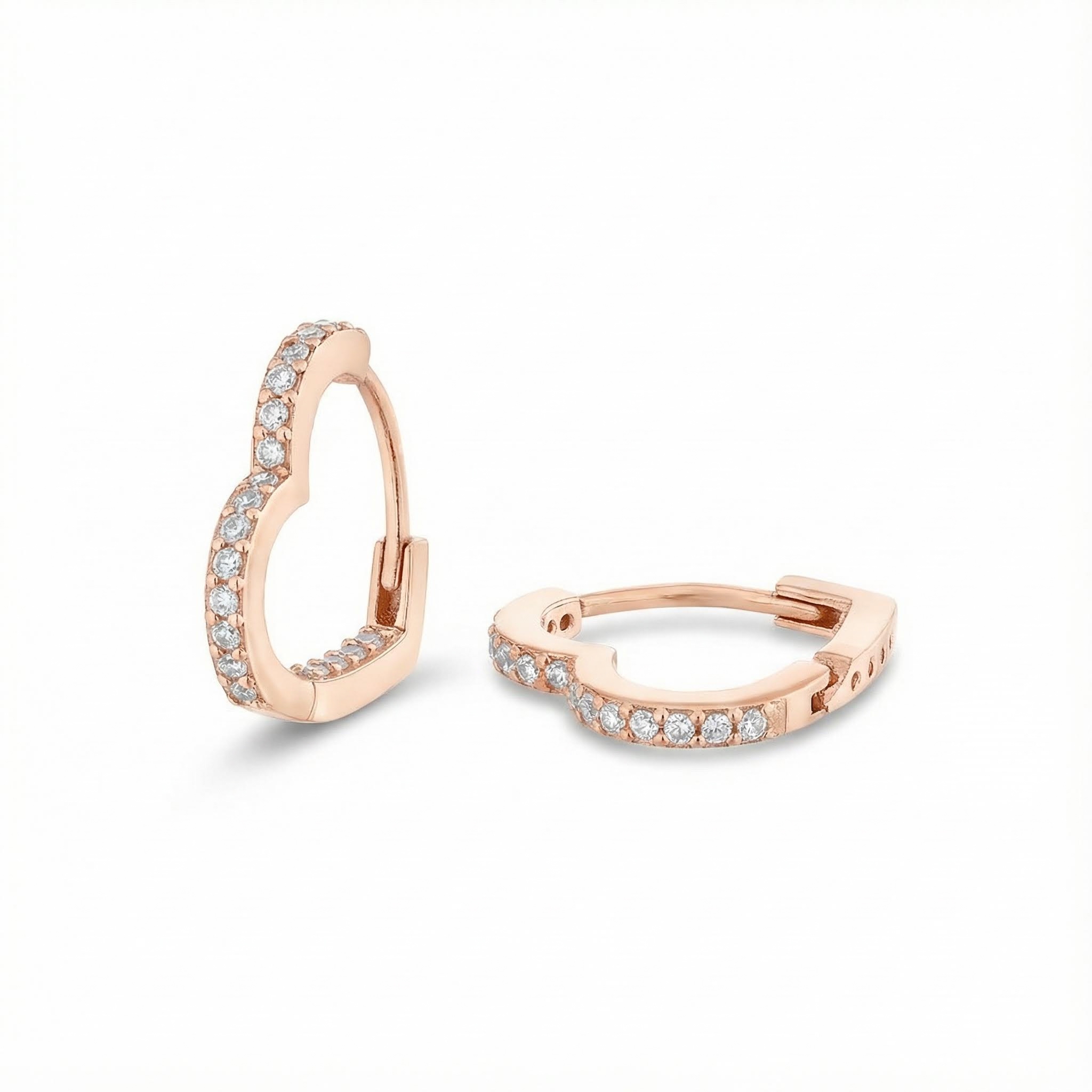 S925 Silver Heart Shaped Twinkling Diamond Hoop Earrings Moissanite