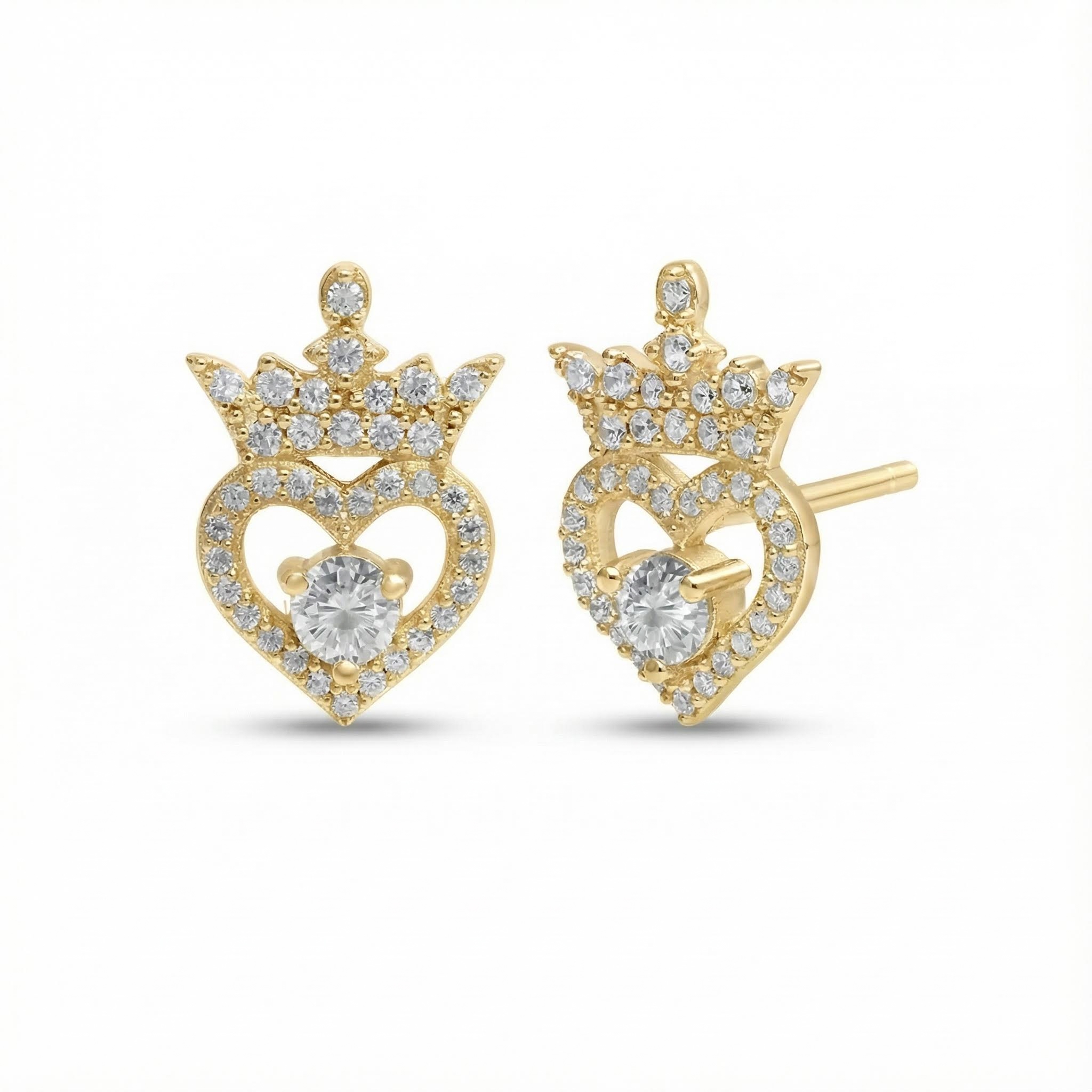 S925 Silver Crown Of Hearts Stud Earrings With Street Luxury Shine - Image 5