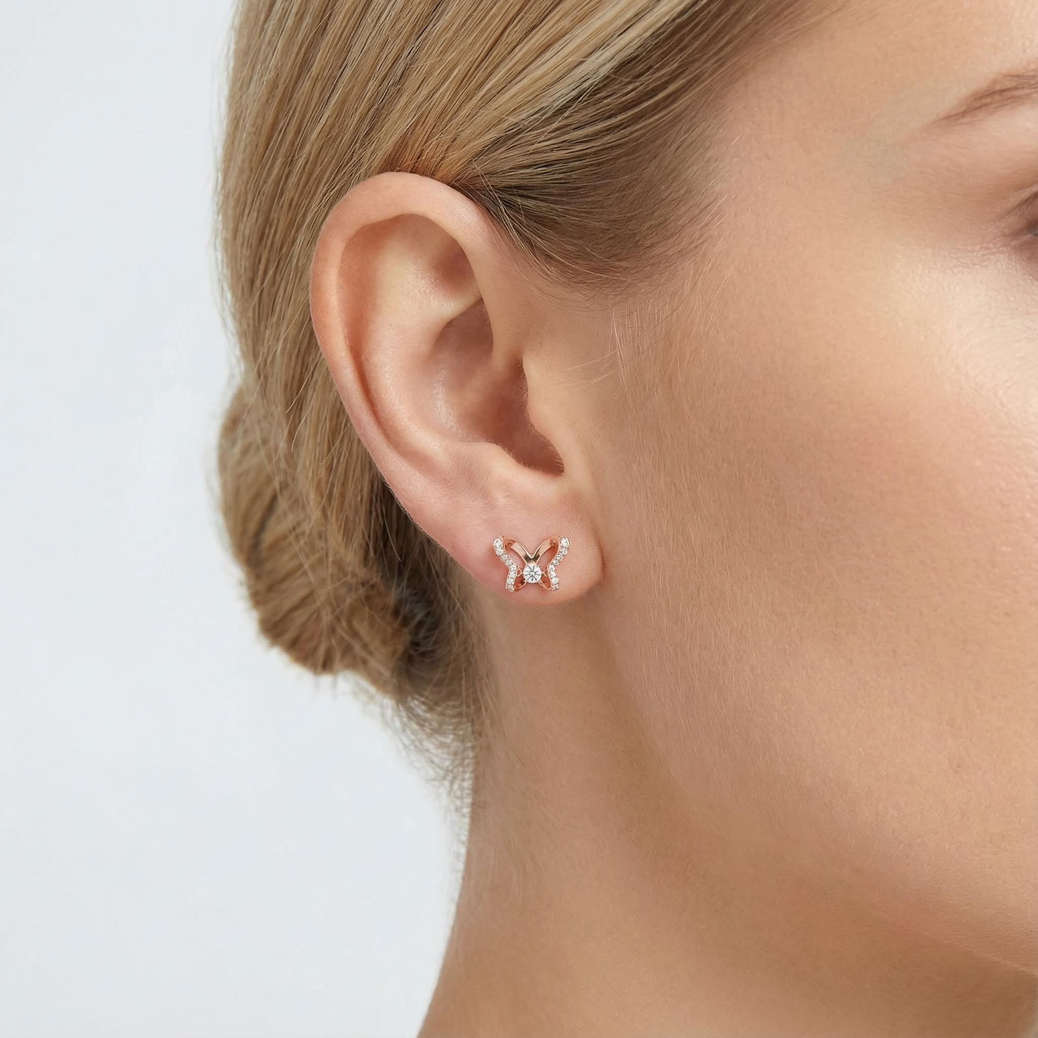 S925 Silver Butterfly Diamond Stud Earrings With Street Luxury Shine - Image 5