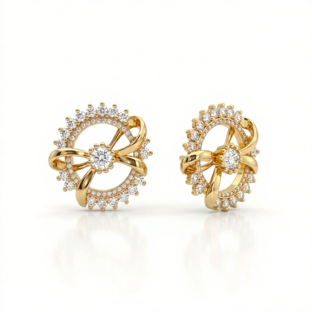 Bowtie With Round Design Vvs Moissanite S925 Silver Earrings Iced Out - Image 4