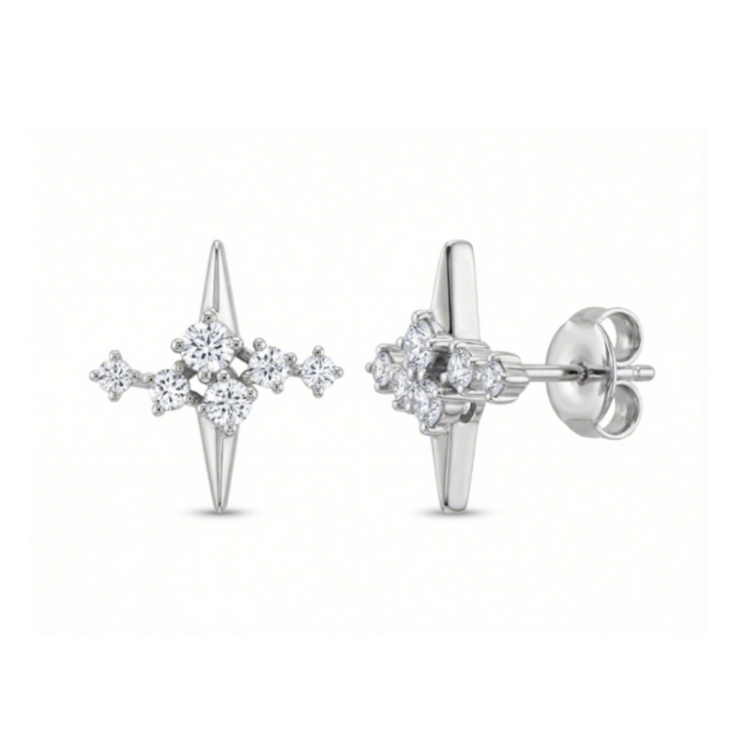 Stellar Trail Diamond S925 Silver Stud Earrings Moissanite - Image 4