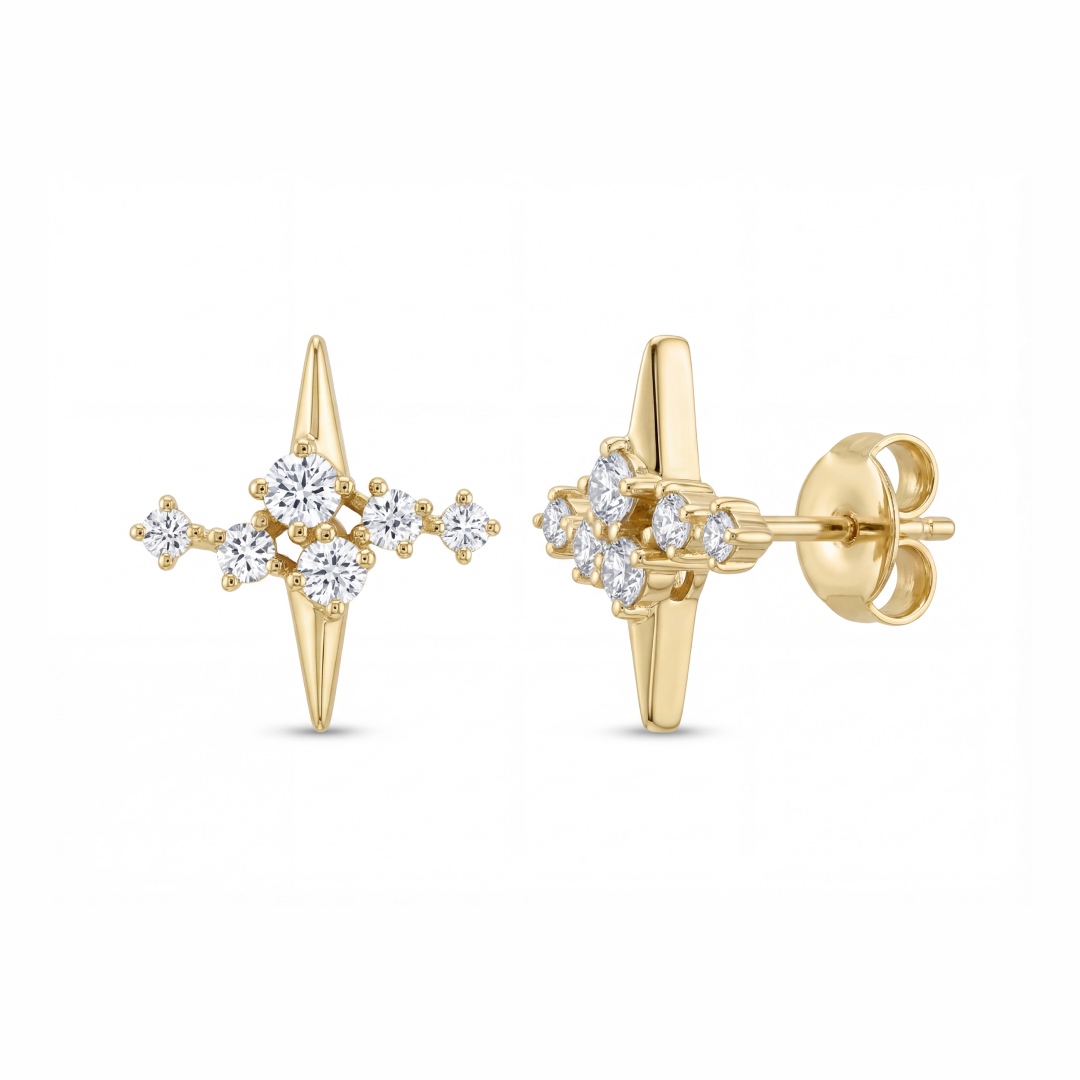 Stellar Trail Diamond S925 Silver Stud Earrings Moissanite