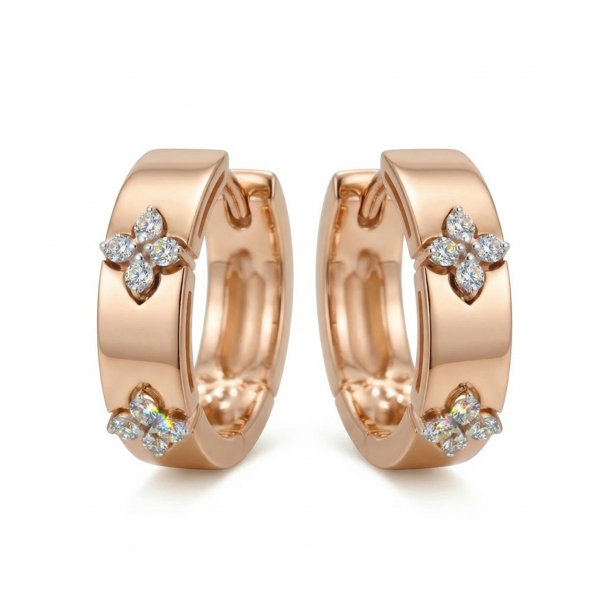 0.16ct. Tw. Clover Design Vvs Moissanite S925 Silver Hoop Earrings Iced Out - Image 4