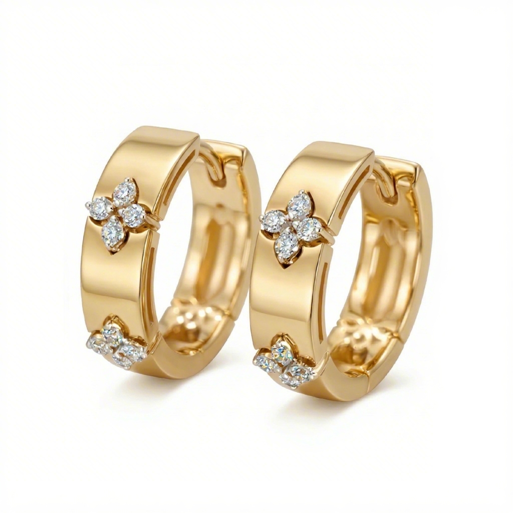 0.16ct. Tw. Clover Design Vvs Moissanite S925 Silver Hoop Earrings Iced Out - Image 5