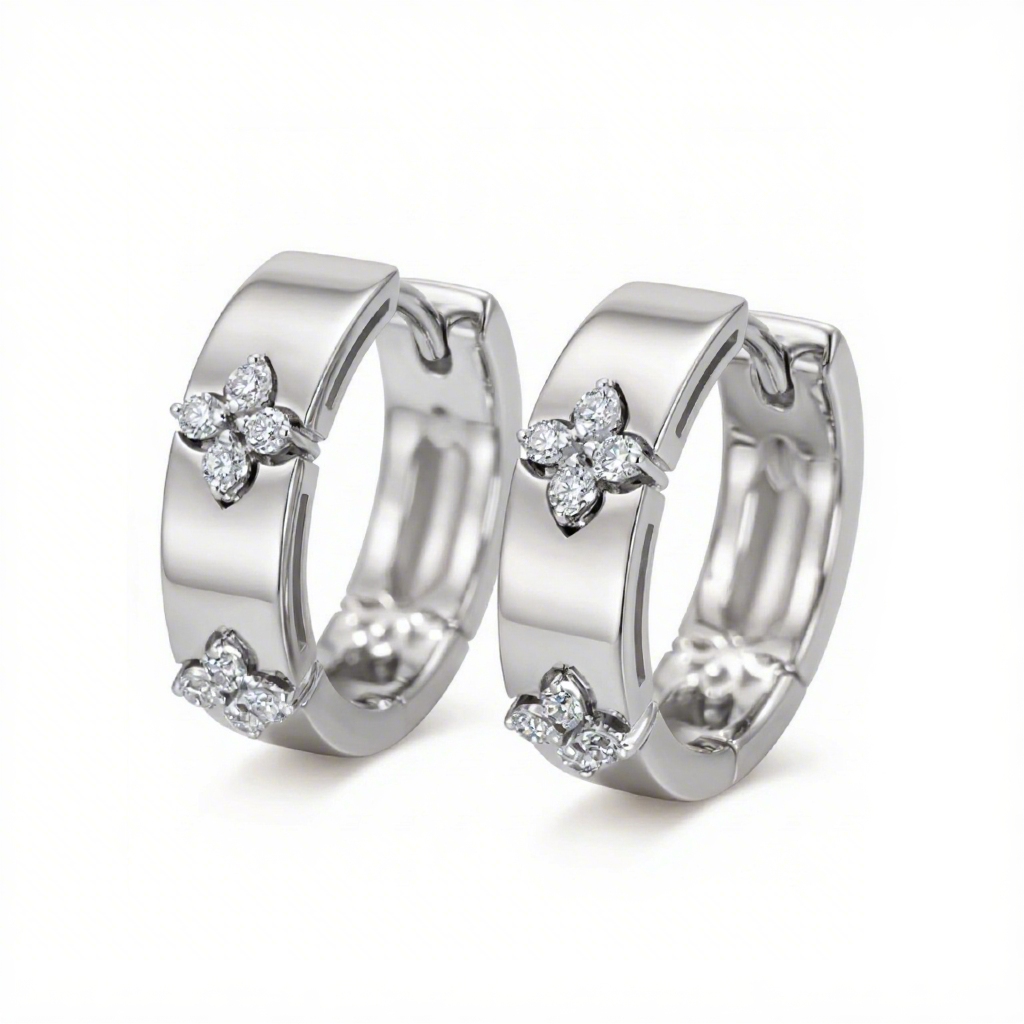 0.16ct. Tw. Clover Design Vvs Moissanite S925 Silver Hoop Earrings Iced Out - Image 6