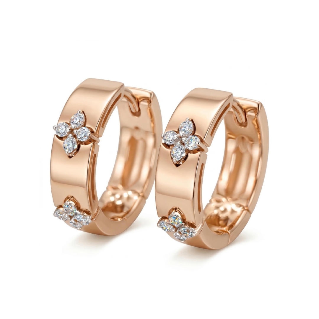 0.16ct. Tw. Clover Design Vvs Moissanite S925 Silver Hoop Earrings Iced Out