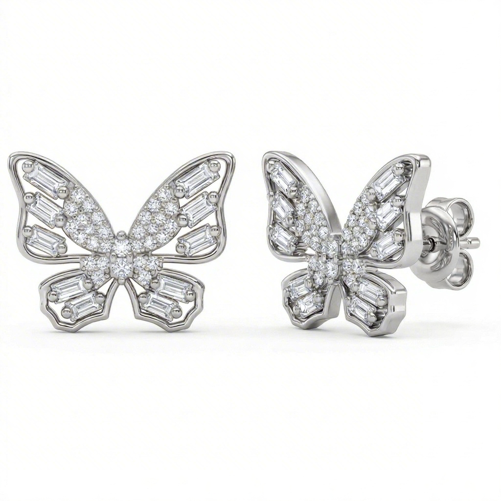 1.8 Ct.tw Butterfly Baguette + Round Cut Vvs Moissanite S925 Silver - Image 6
