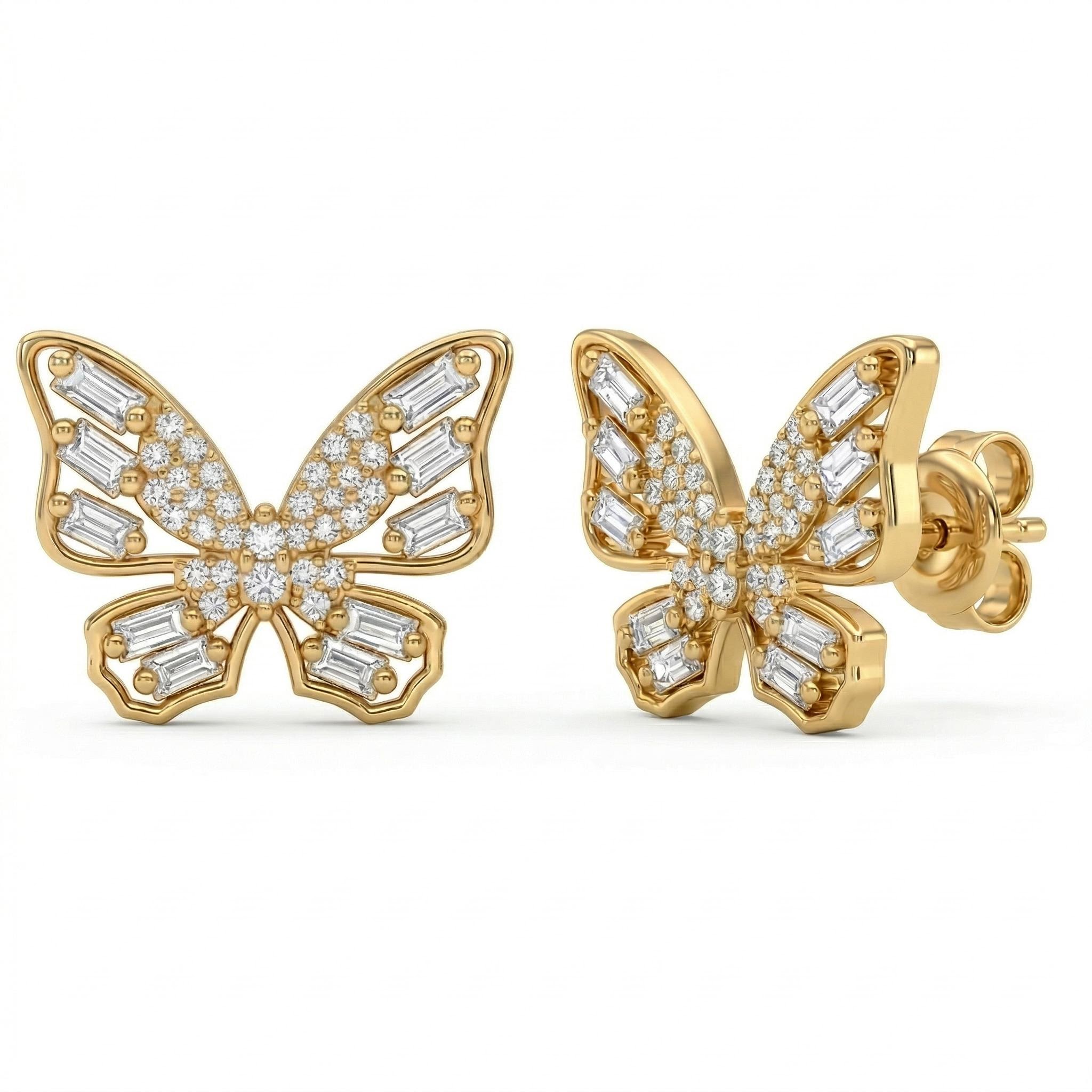 1.8 Ct.tw Butterfly Baguette + Round Cut Vvs Moissanite S925 Silver