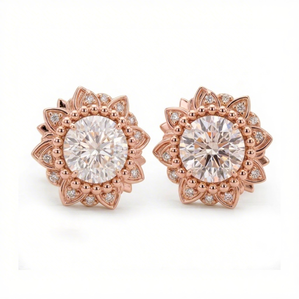 1.9 Ct.tw Sunflower Round Cut S925 Silver Stud Earrings Moissanite - Image 4