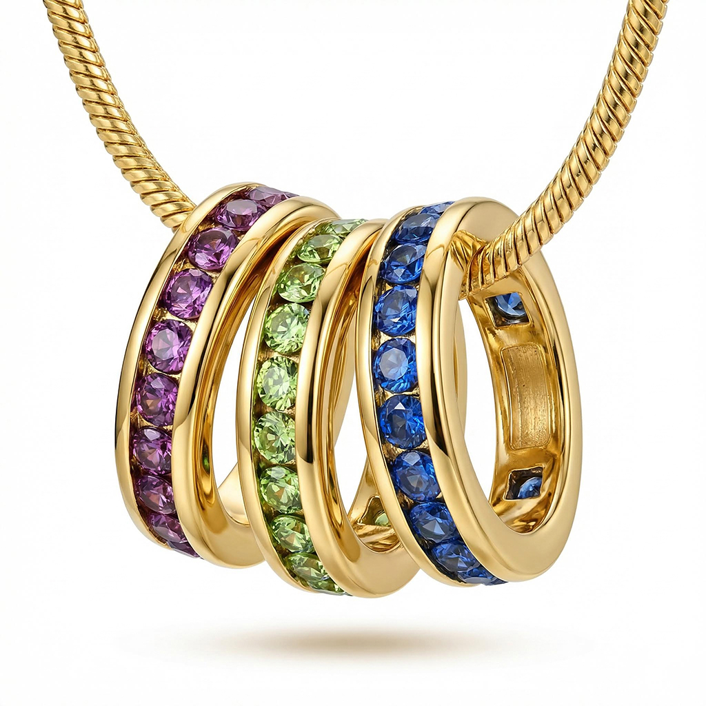 Personlized Stackable Eternity Birthstone Charm Necklace Silver - Image 7