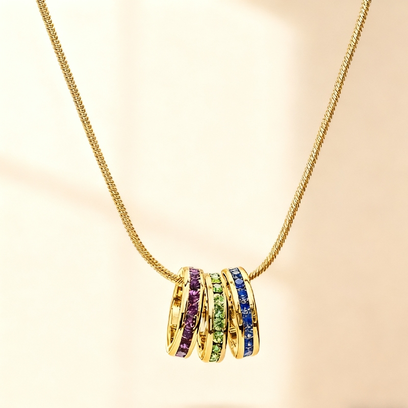 Personlized Stackable Eternity Birthstone Charm Necklace Silver - Image 11