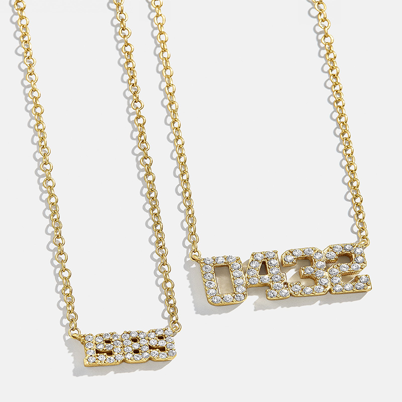 Diamond Varsity Font Custom Number Necklace With Street Luxury Shine - Image 5
