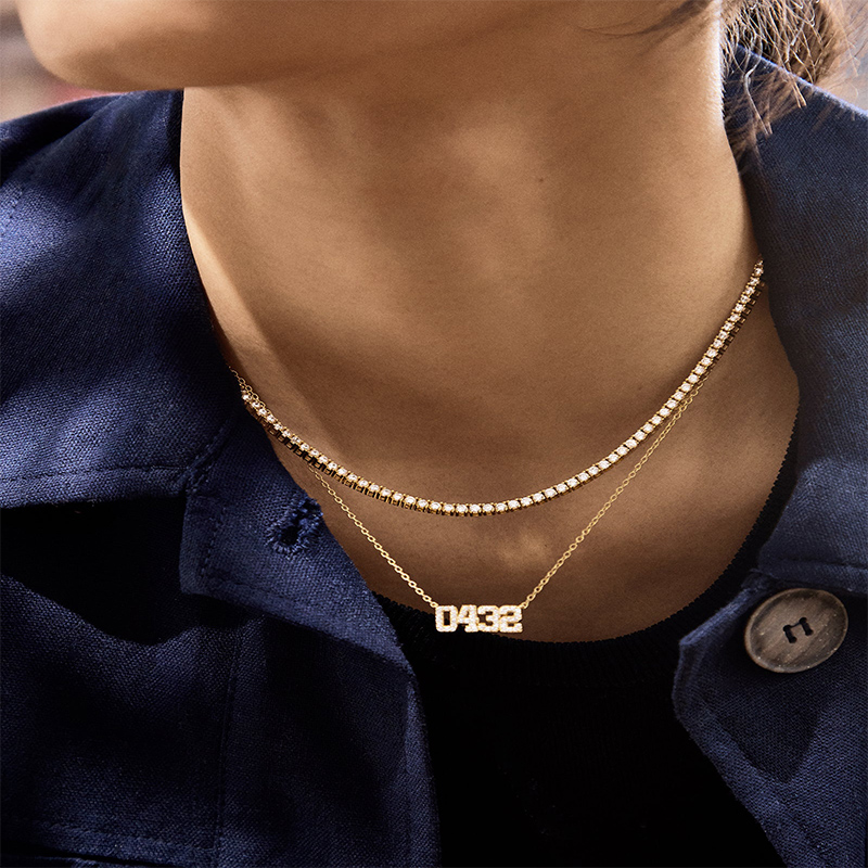 Diamond Varsity Font Custom Number Necklace With Street Luxury Shine - Image 7