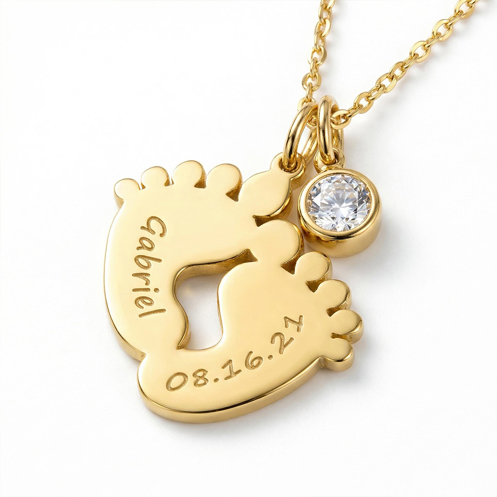 Personlized Baby Feet Name Necklace Bold Statement Style With Street Luxury - Image 5