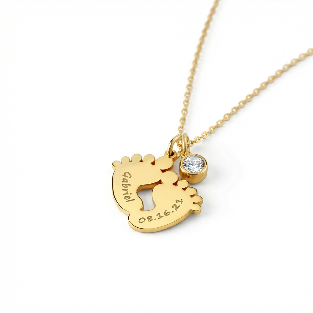 Personlized Baby Feet Name Necklace Bold Statement Style With Street Luxury - Image 6