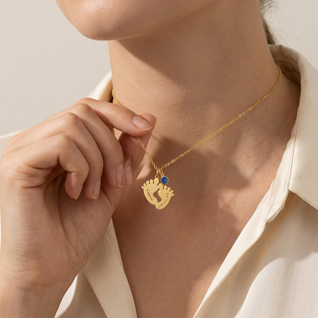 Personlized Baby Feet Name Necklace Bold Statement Style With Street Luxury - Image 7