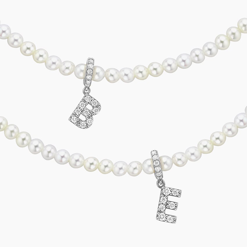 Diamond Initial Charm Pearl Necklace Iced Out Shine With Street Luxury - Image 3
