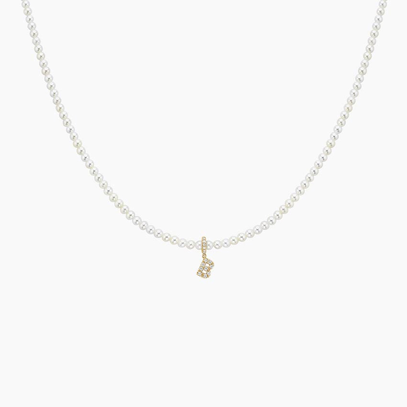 Diamond Initial Charm Pearl Necklace Iced Out Shine With Street Luxury - Image 4
