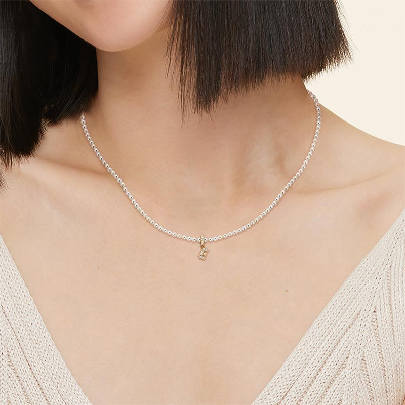 Diamond Initial Charm Pearl Necklace Iced Out Shine With Street Luxury - Image 5