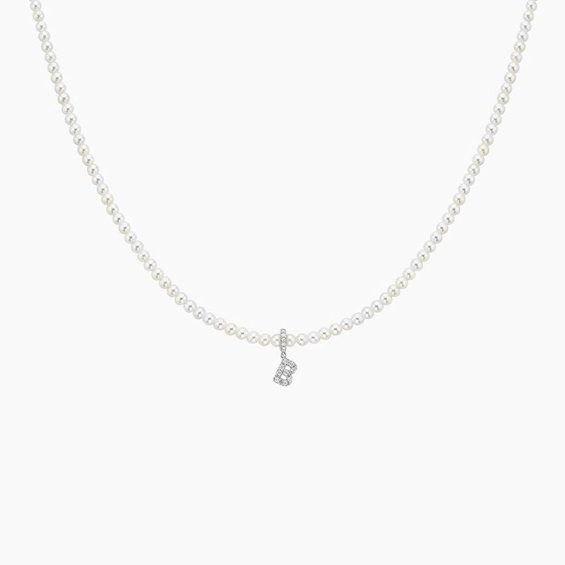 Diamond Initial Charm Pearl Necklace Iced Out Shine With Street Luxury - Image 6