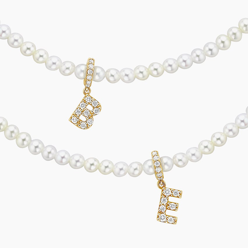 Diamond Initial Charm Pearl Necklace Iced Out Shine With Street Luxury
