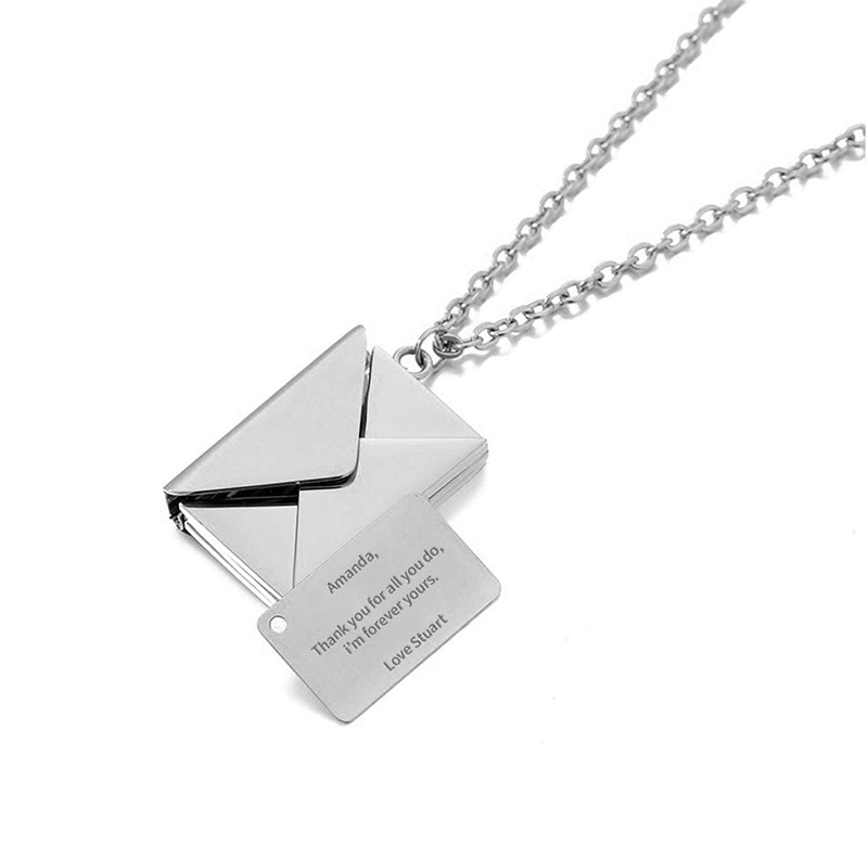 Envelope Necklace With Secret Message Silver With Street Luxury Shine
