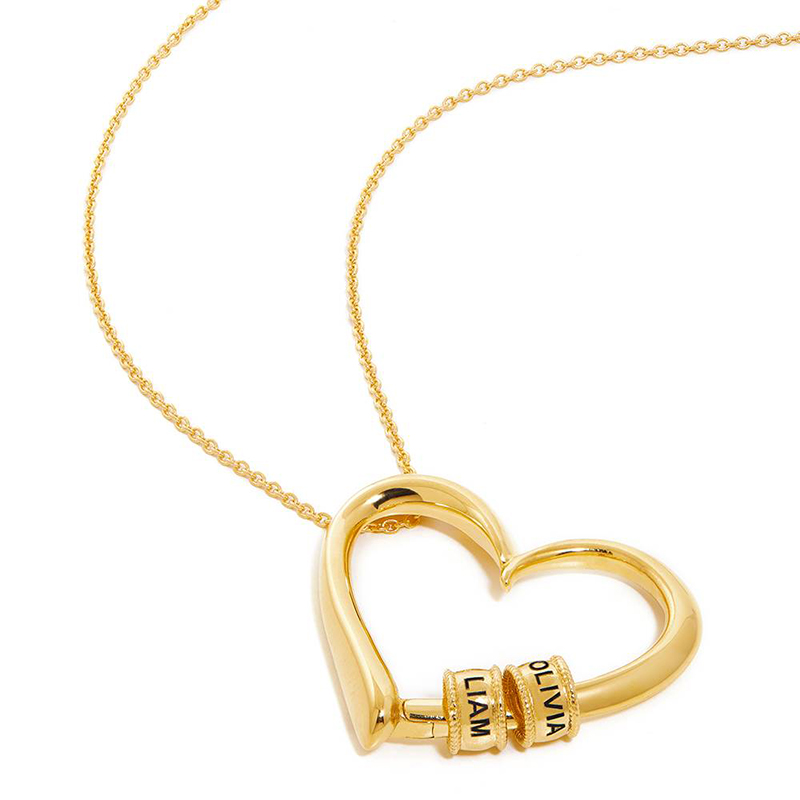 Heart Necklace With Engraved Beads Bold Statement Style With Street Luxury - Image 4