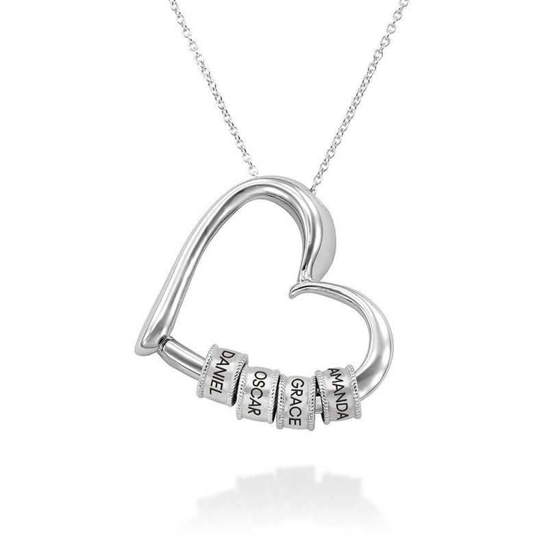 Heart Necklace With Engraved Beads Bold Statement Style With Street Luxury - Image 5