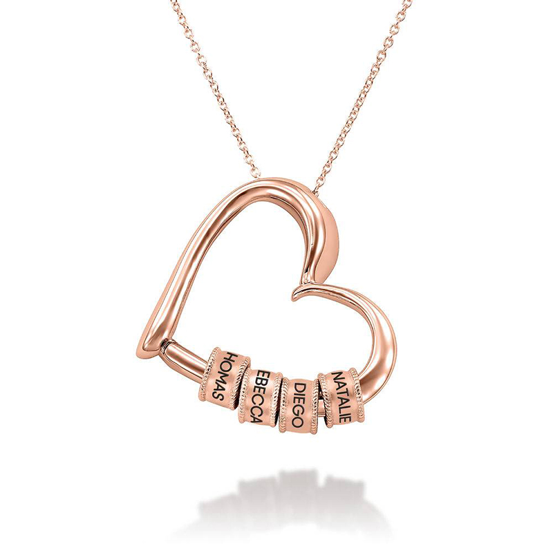 Heart Necklace With Engraved Beads Bold Statement Style With Street Luxury - Image 6