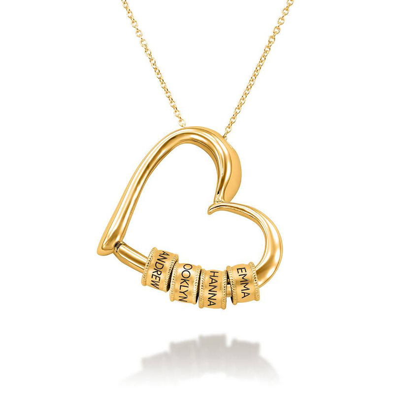 Heart Necklace With Engraved Beads Bold Statement Style With Street Luxury