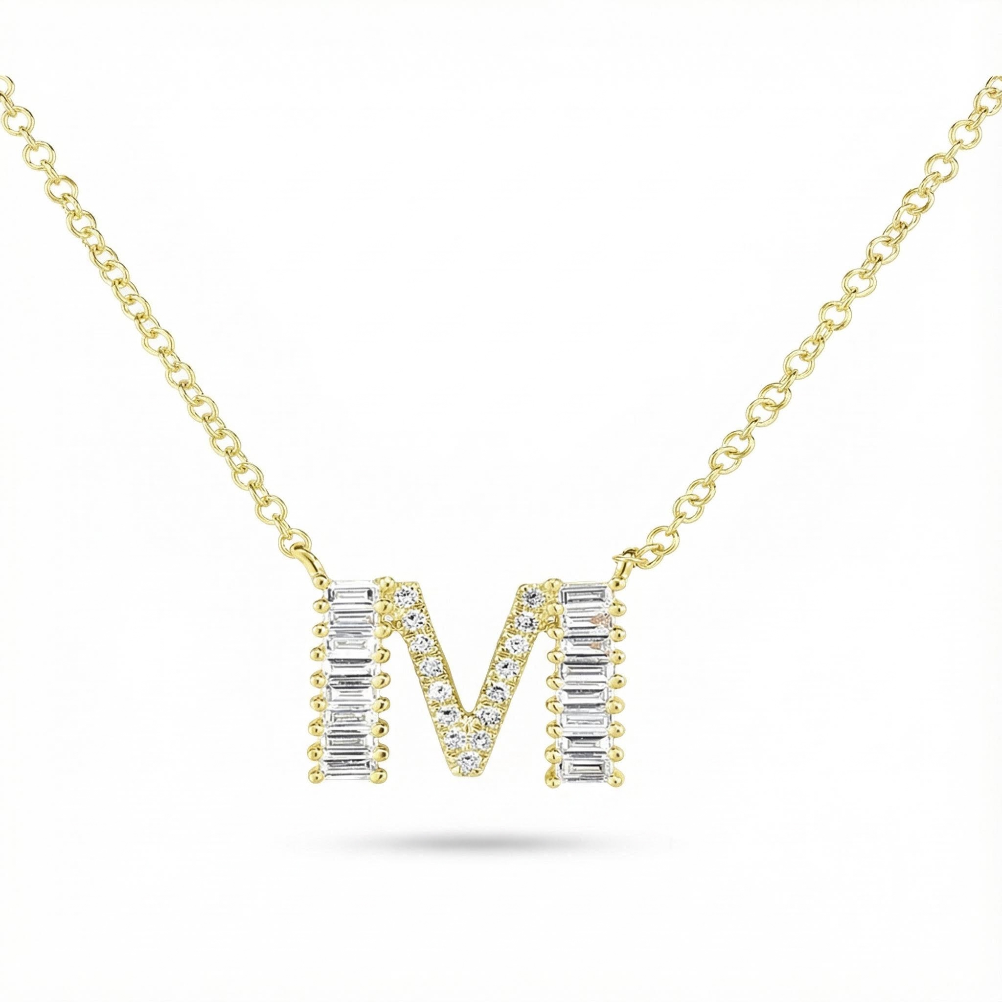 Baguette & Pave Initial Necklace Bold Statement Style With Street Luxury