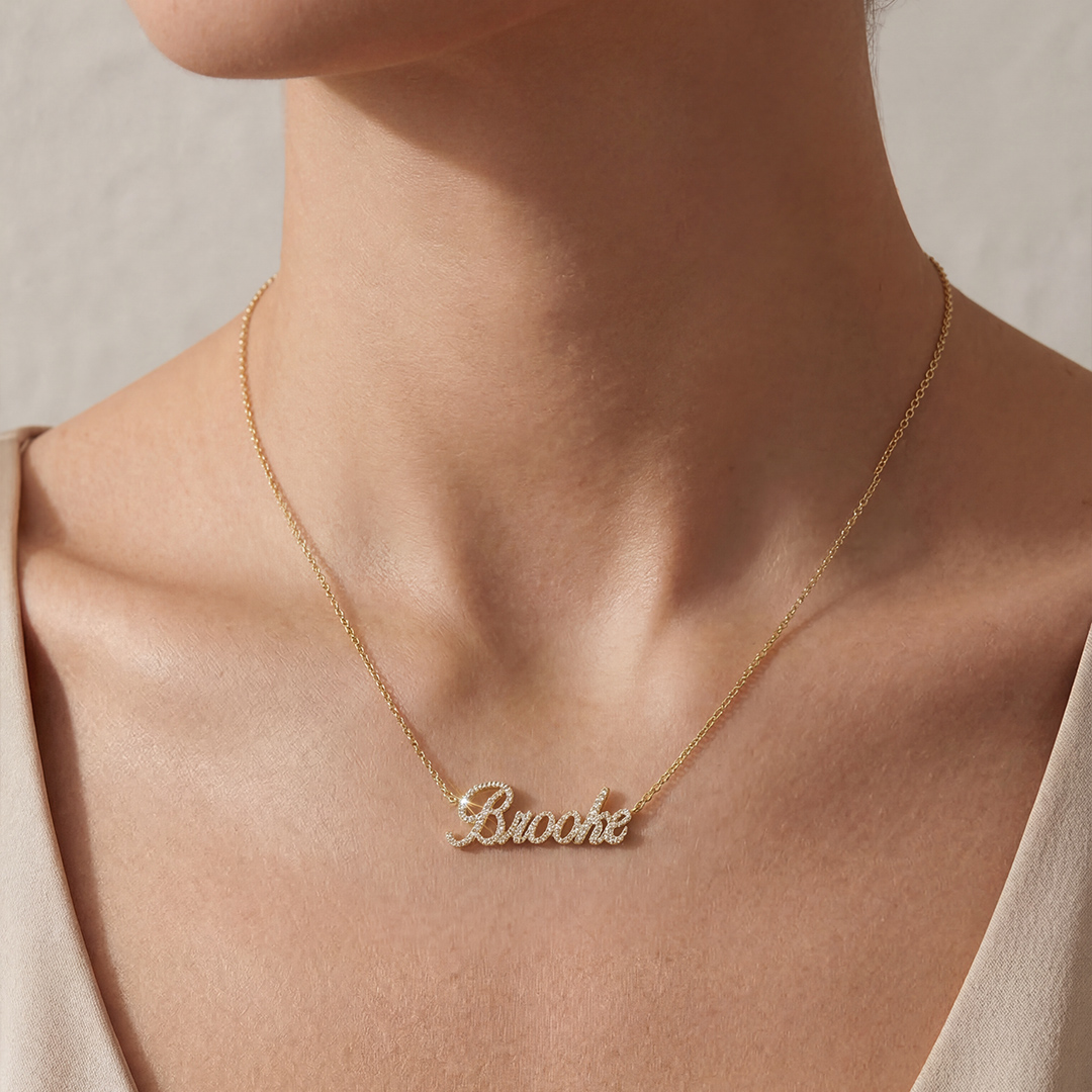 Script Nameplate Diamond Necklace Iced Out Shine With Street Luxury - Image 3