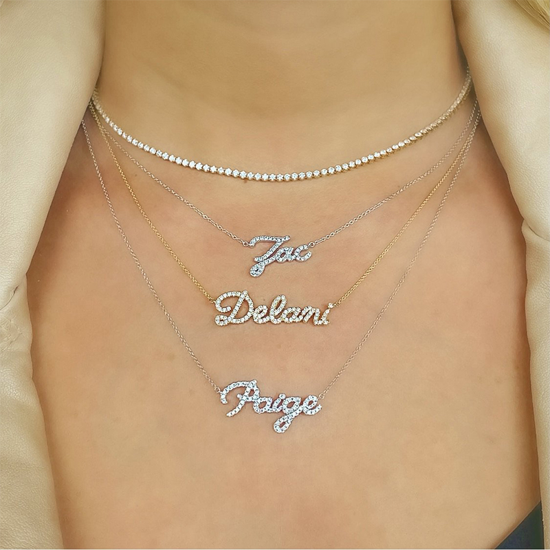 Script Nameplate Diamond Necklace Iced Out Shine With Street Luxury - Image 6