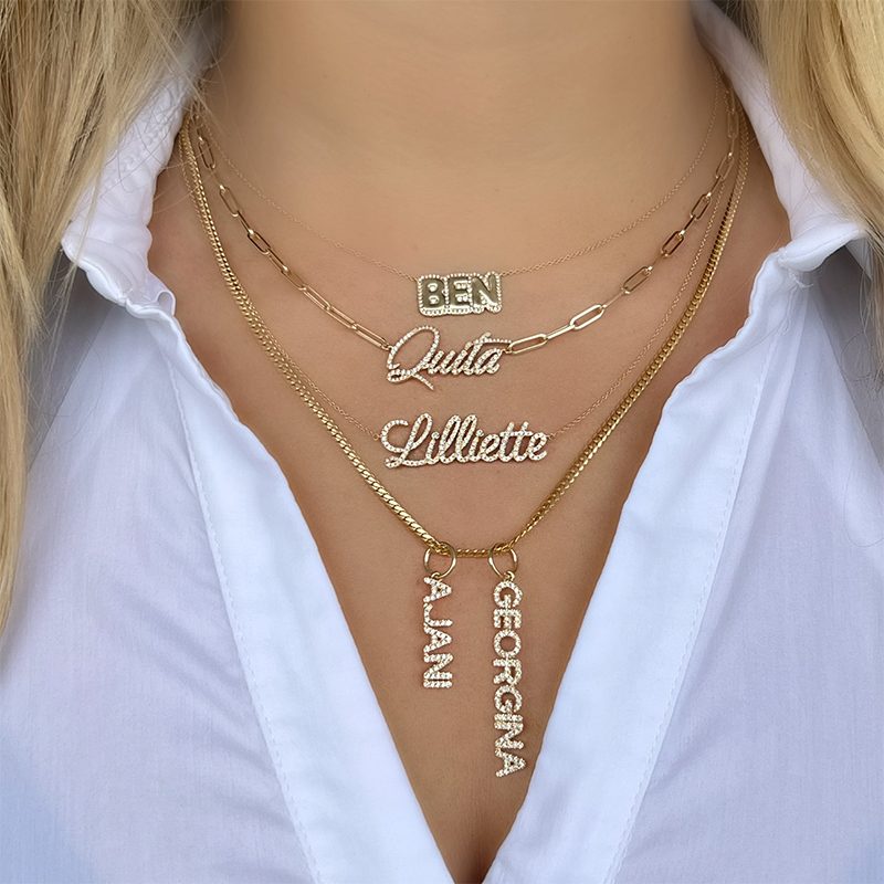 Personalized Diamond Block Nameplate Charm With Street Luxury Shine - Image 3