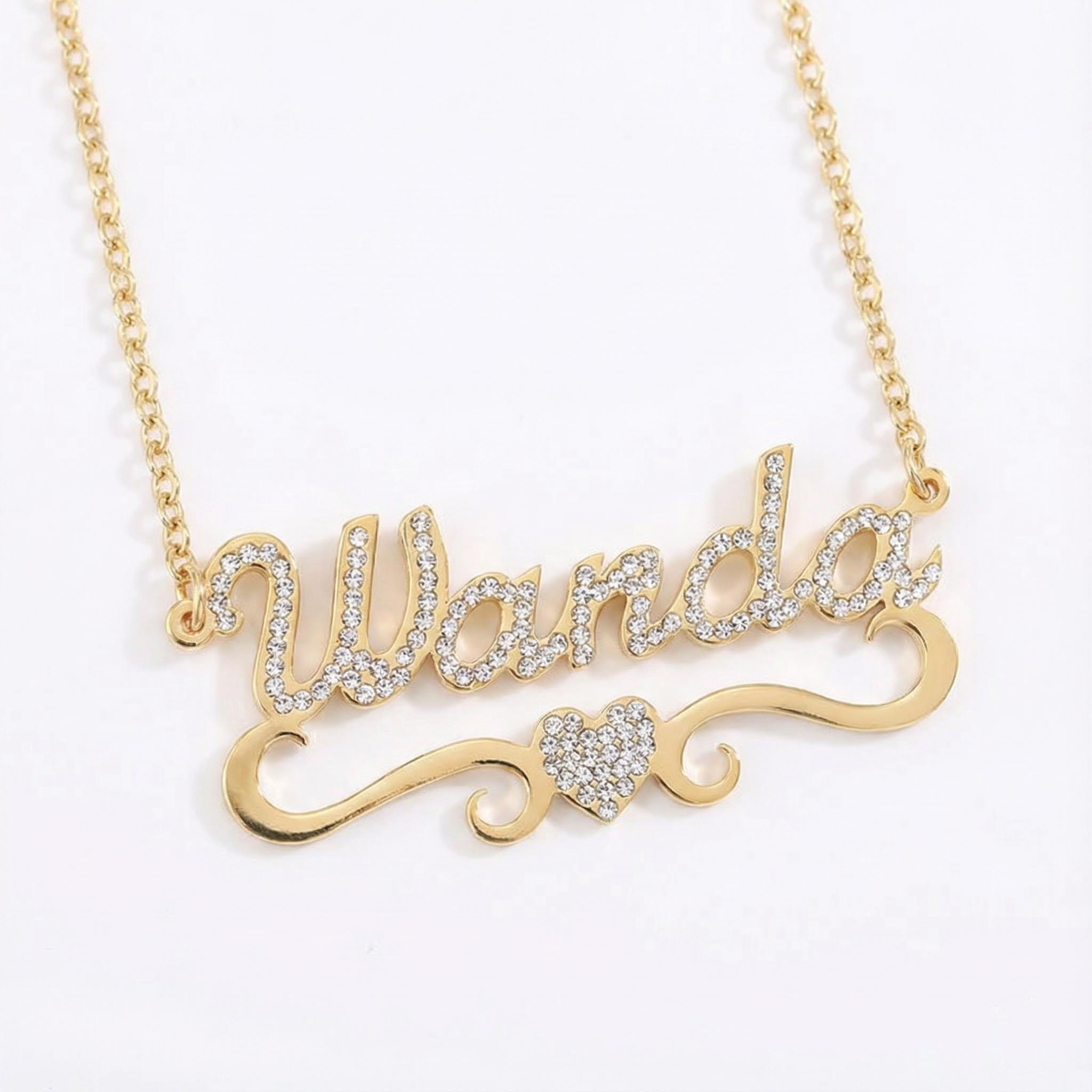 Diamond Heart Name Necklace Moissanite With Street Luxury Shine - Image 4