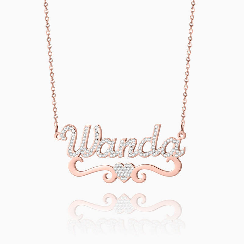 Diamond Heart Name Necklace Moissanite With Street Luxury Shine - Image 5