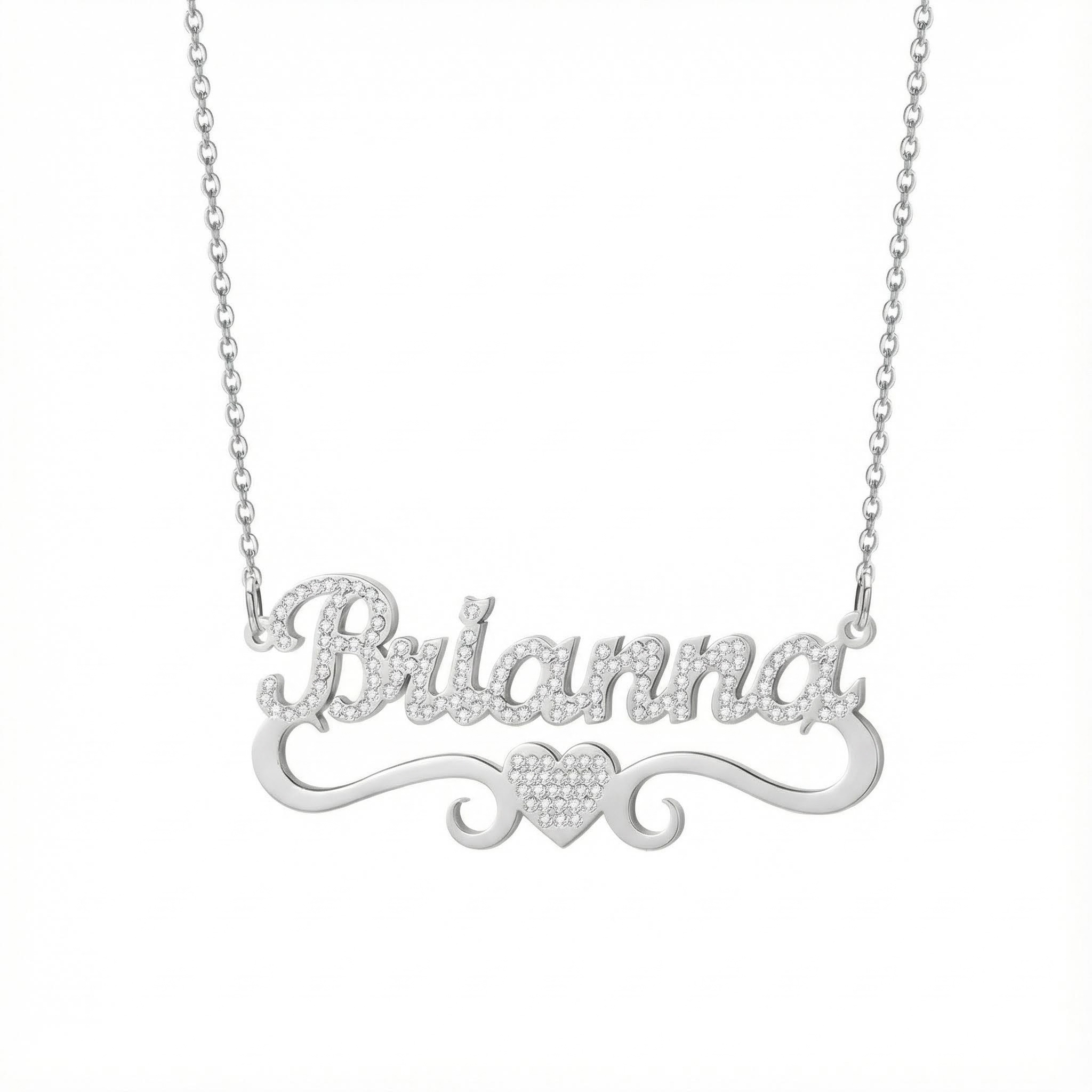 Diamond Heart Name Necklace Moissanite With Street Luxury Shine - Image 6