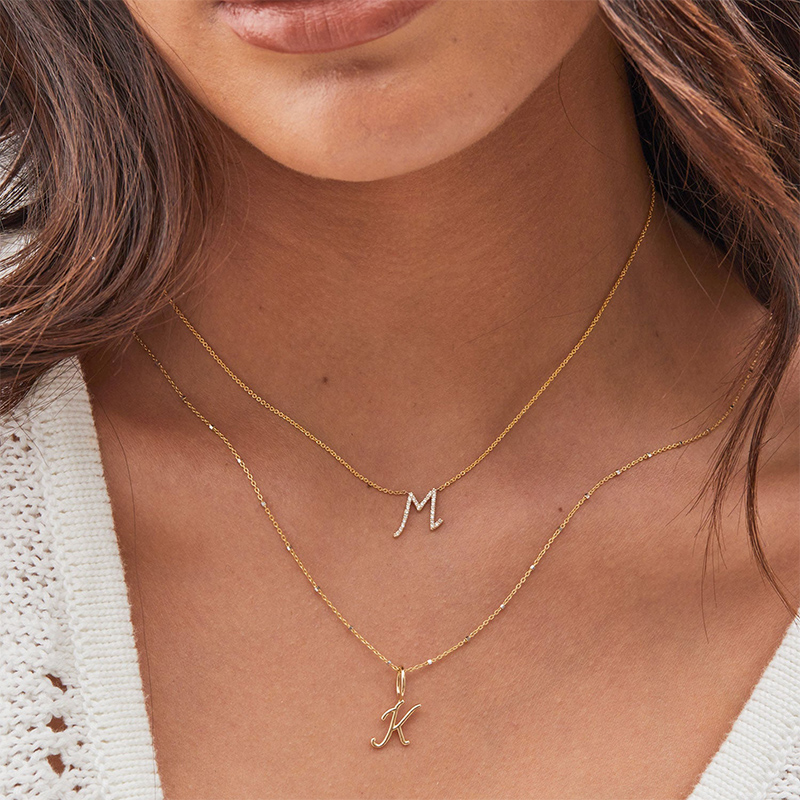 Script Letter Charm Necklace Bold Statement Style With Street Luxury - Image 3
