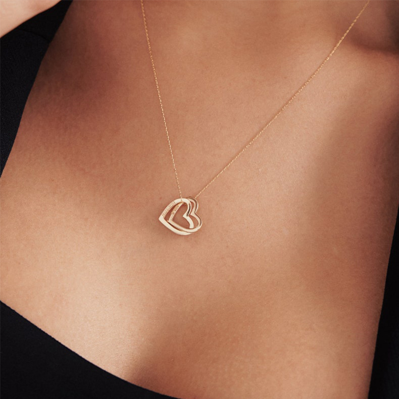 Engraved Interlocking Heart Name Necklace Silver With Street Luxury Shine - Image 3