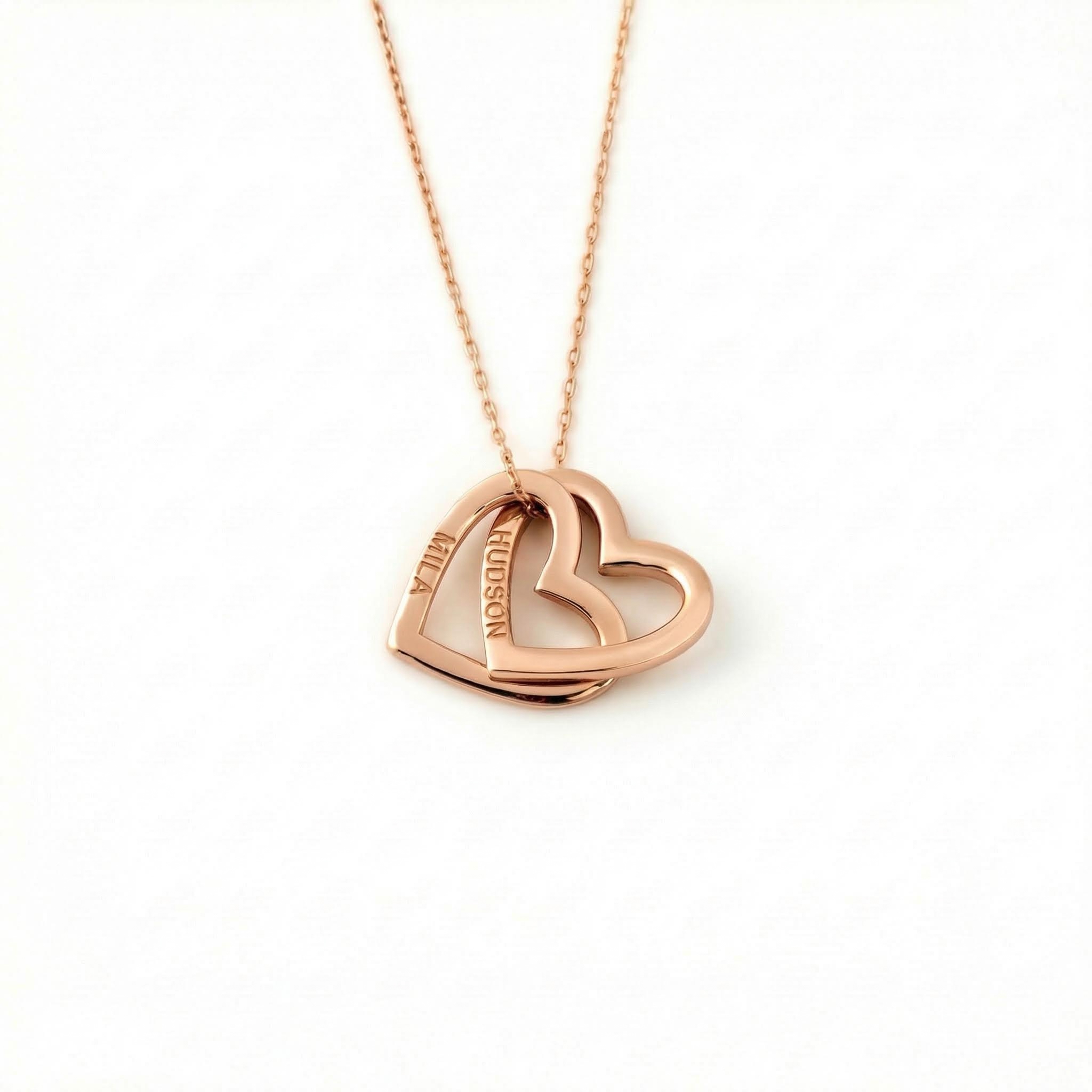 Engraved Interlocking Heart Name Necklace Silver With Street Luxury Shine - Image 5