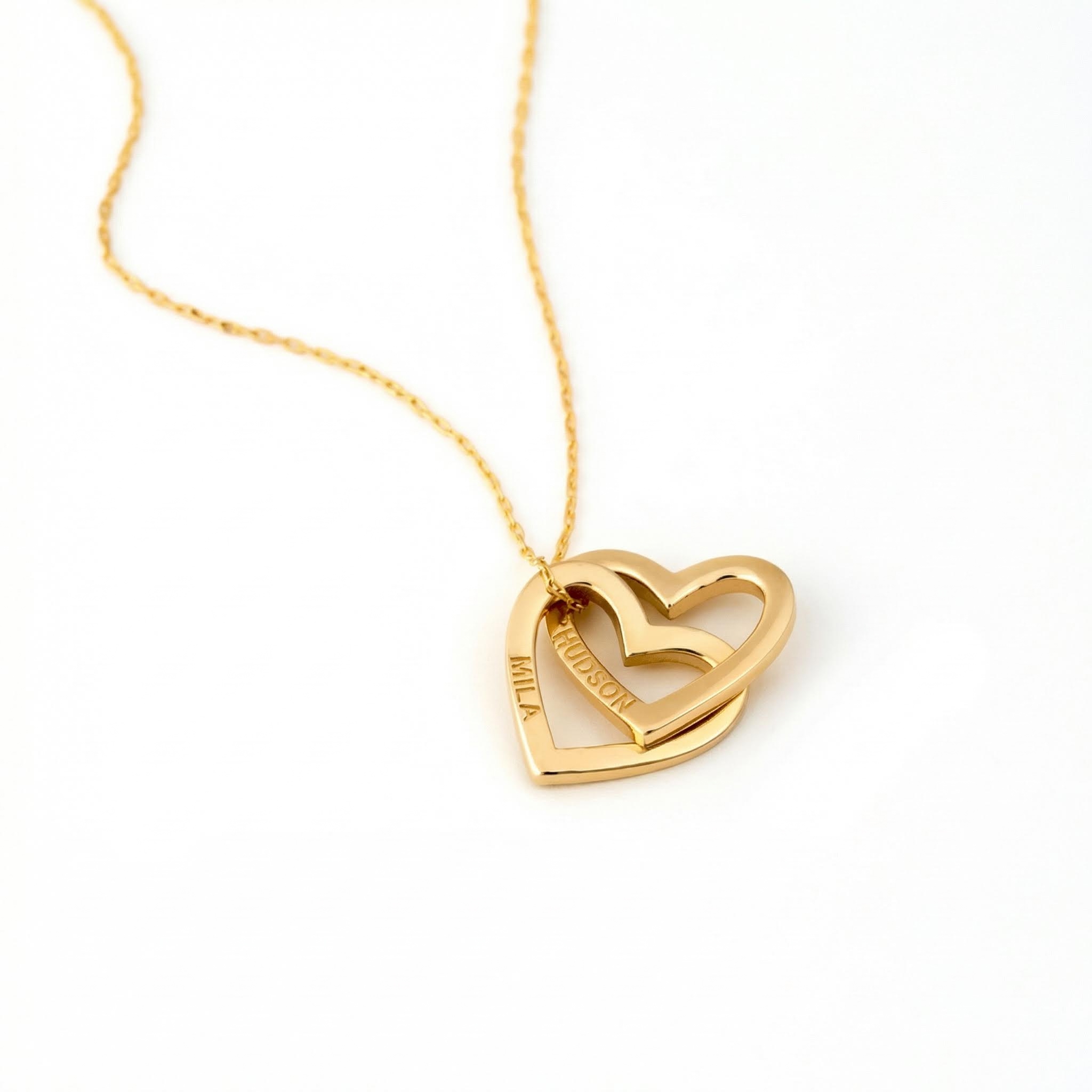 Engraved Interlocking Heart Name Necklace Silver With Street Luxury Shine - Image 6