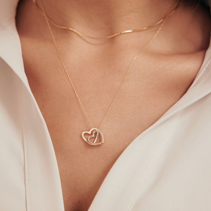 Engraved Interlocking Heart Name Necklace Silver With Street Luxury Shine - Image 7