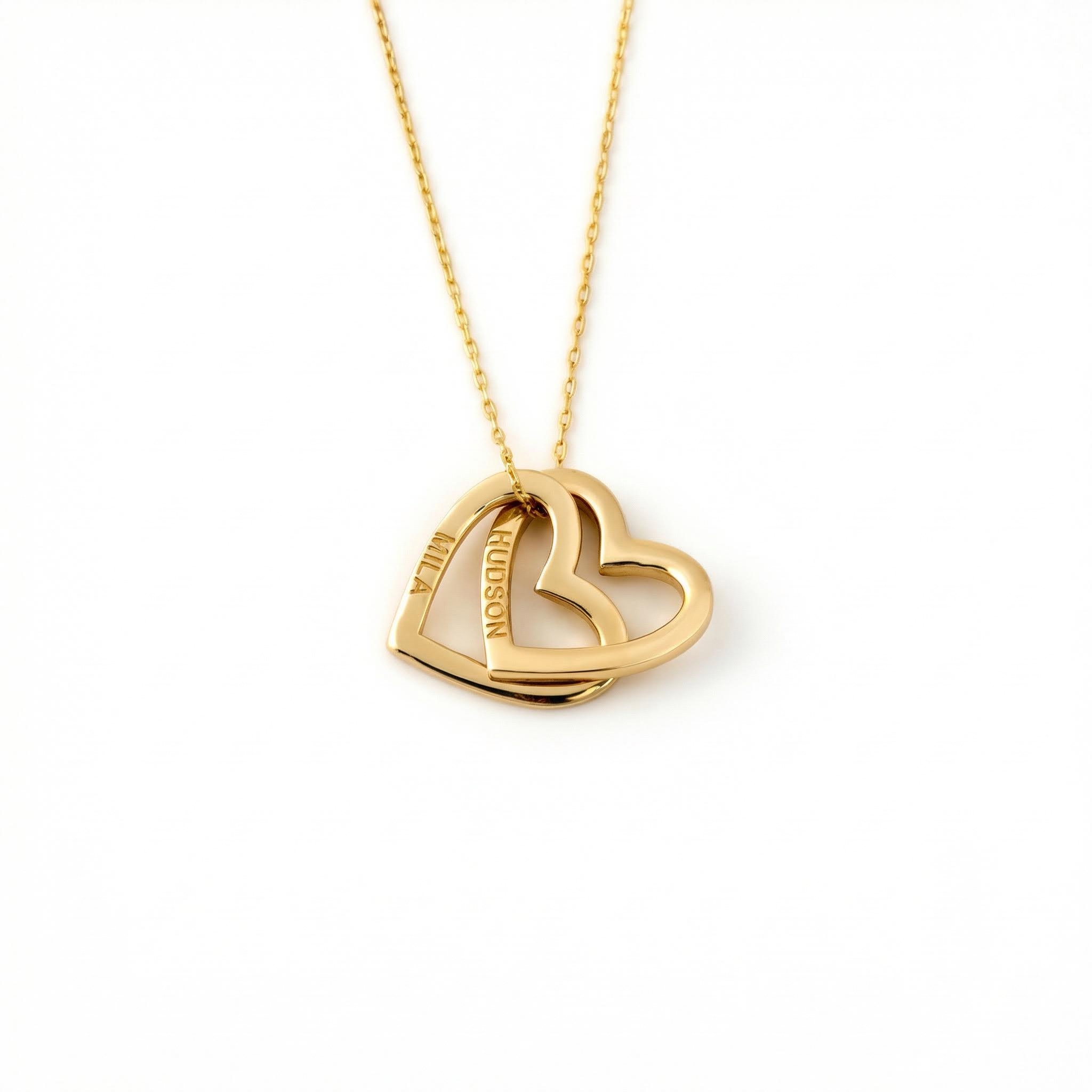 Engraved Interlocking Heart Name Necklace Silver With Street Luxury Shine